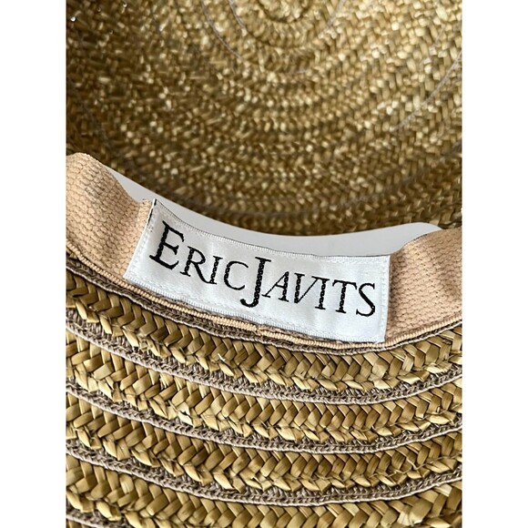 ERIC JAVITS Straw Sun Hat Boho Beaded Bucket Cloche USA Women’s Resort Rainbow - Picture 9 of 10
